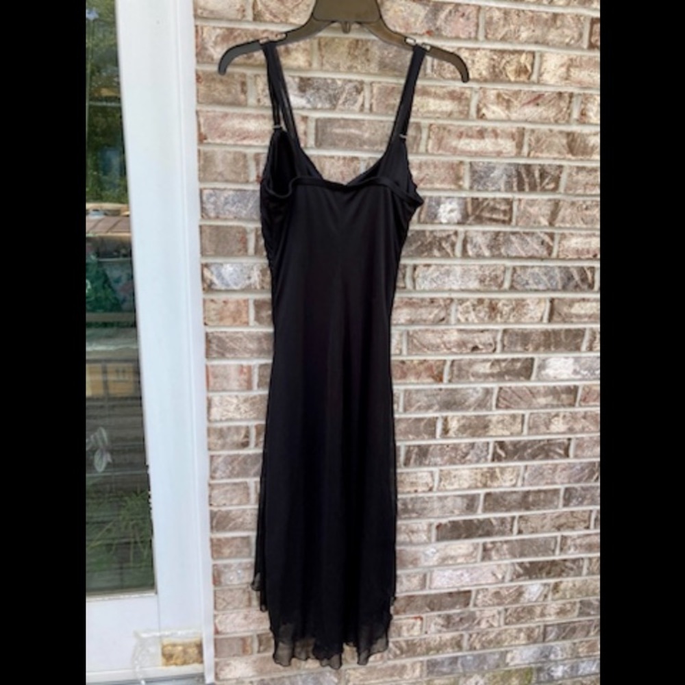 90s/Y2K Black Mesh Ruched Goth Midi Dress - Picture 8 of 9